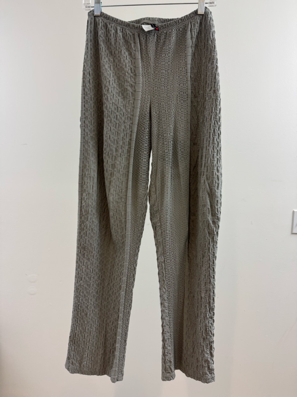 Woven Texture Wide-Leg Track Pants - Gray
